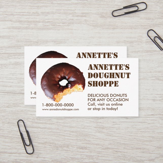 Cartes de visite de magasin de beignet de photo de (Devant/Arrière en situation)