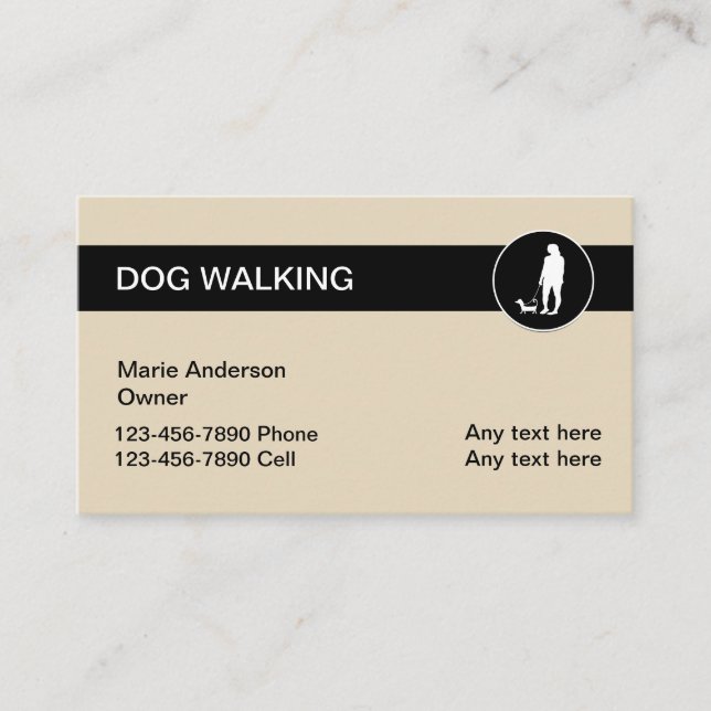 Cartes de visite de marche de services de chien (Devant)