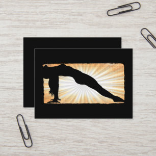 Cartes de visite de méditation de yoga en marron e