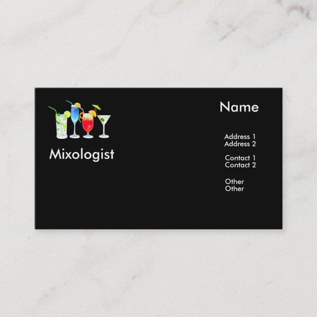 Cartes de visite de Mixologist (Devant)