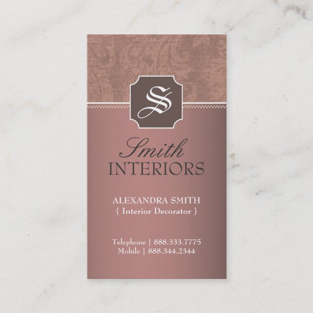 Cartes de visite de monogramme de damassé (Devant)