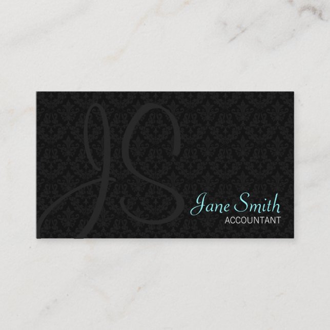 Cartes de visite de monogramme de damassé (Devant)