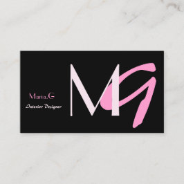 Cartes de visite de monogramme rose fille
