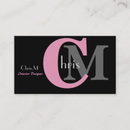 Cartes de visite de monogramme rose fille