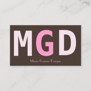 Cartes de visite de monogramme rose fille