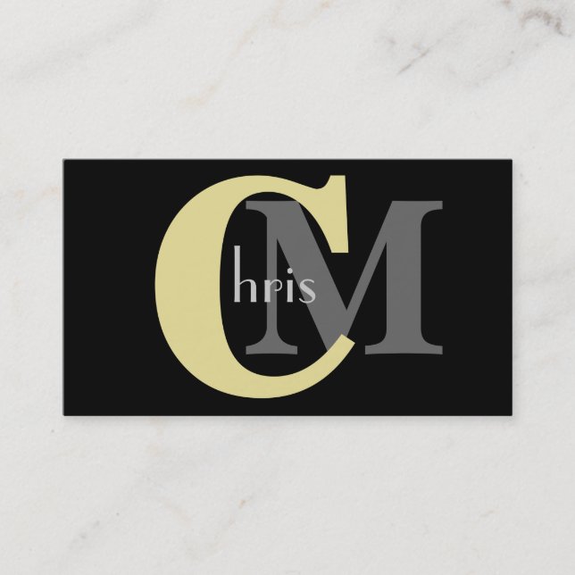 Cartes de visite de monogrammes jaunes personnalis (Devant)