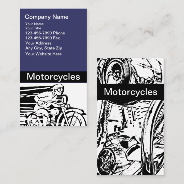 Cartes de visite de moto (Devant / Derrière)