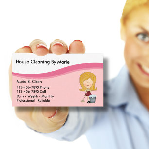 Cartes de visite de nettoyage de Chambre