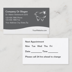 Cartes de visite de nomination pour un dentiste à
