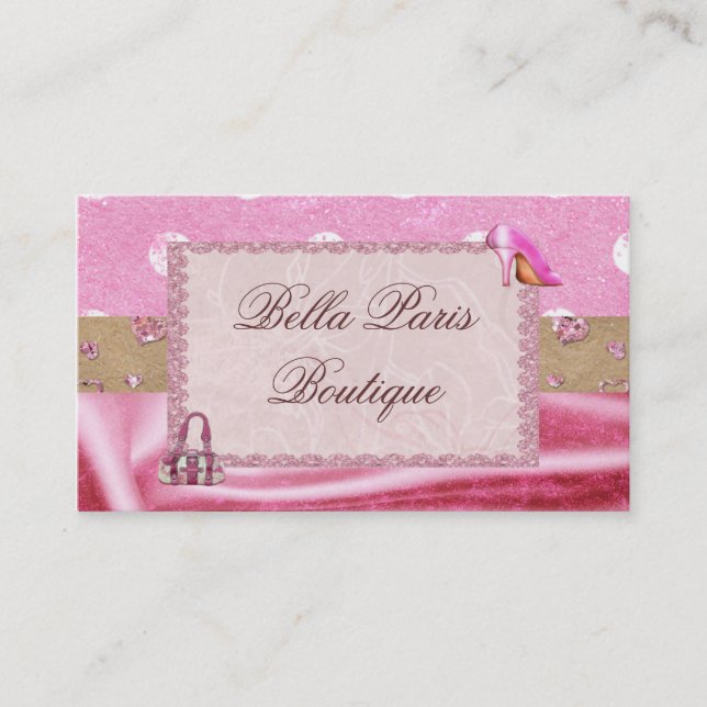 Cartes de visite de parties scintillantes de rose (Devant)