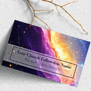 Cartes de visite de pasteur d'église Violet Célest
