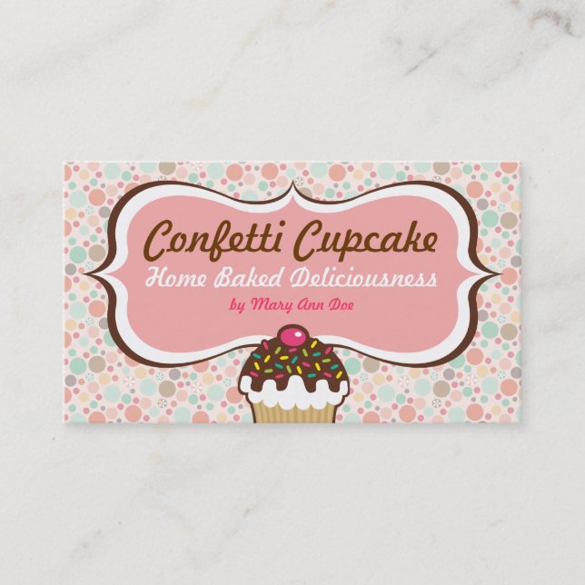 Cartes de visite de petit gâteau de confettis et (Devant)