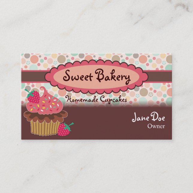 Cartes de visite de petit gâteau de fraise de pois (Devant)