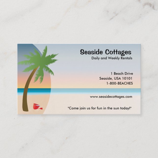 Cartes de visite de plage ou d'Oceanside (Devant)