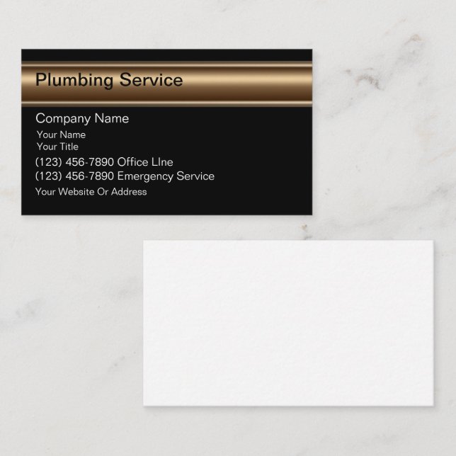 Cartes de visite de plomberie (Devant / Derrière)