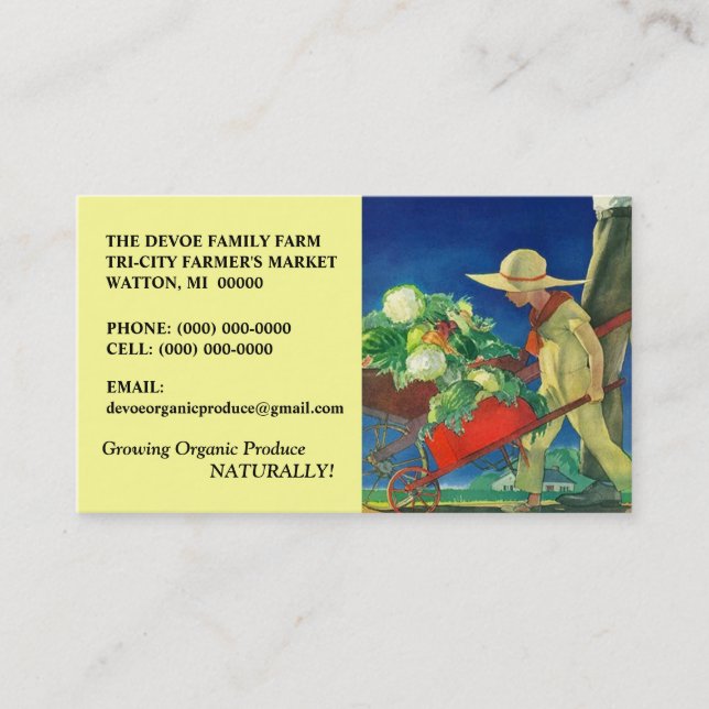 CARTES DE VISITE DE PRODUITS AGRICOLES DE FAMILLE (Devant)