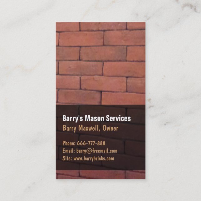 Cartes de visite de Red Brick Mason (Devant)
