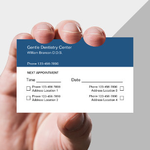 Cartes de visite de rendez-vous pour dentiste à p