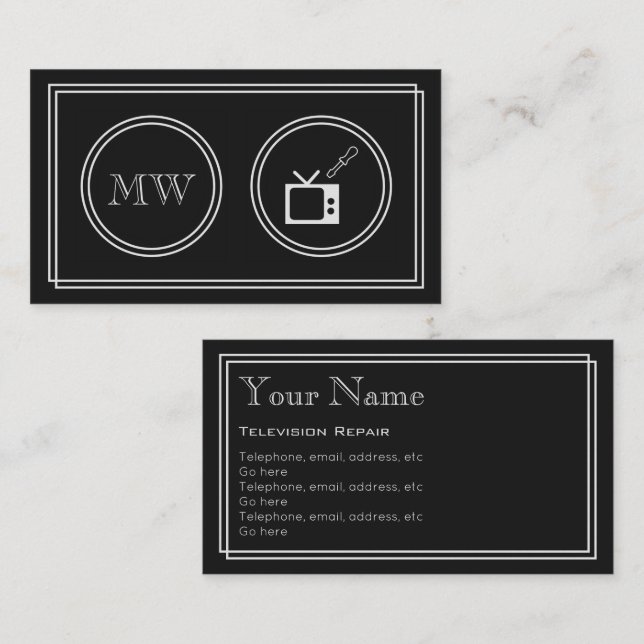 Cartes de visite de réparation de télévision "de (Devant / Derrière)