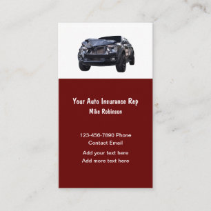 Cartes de visite de représentant en assurance auto