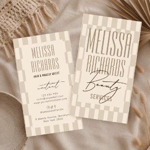 Cartes de visite de salon de beauté Rétro Beige Lu