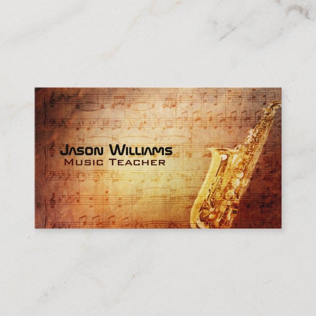 Cartes de visite de saxophone (Devant)