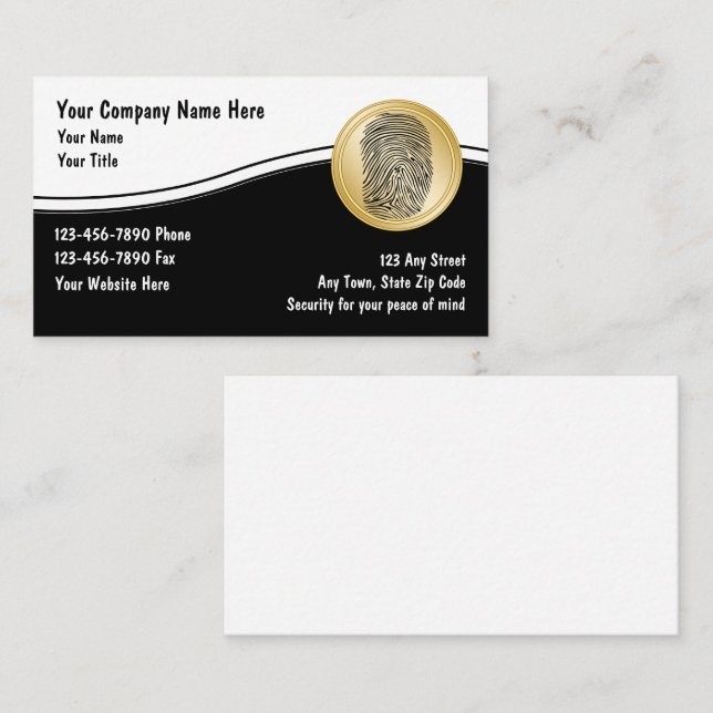 Cartes de visite de sécurité (Devant / Derrière)