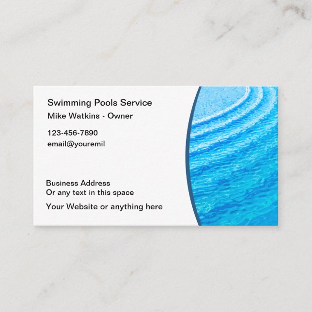 Cartes de visite de service de pool cool (Devant)
