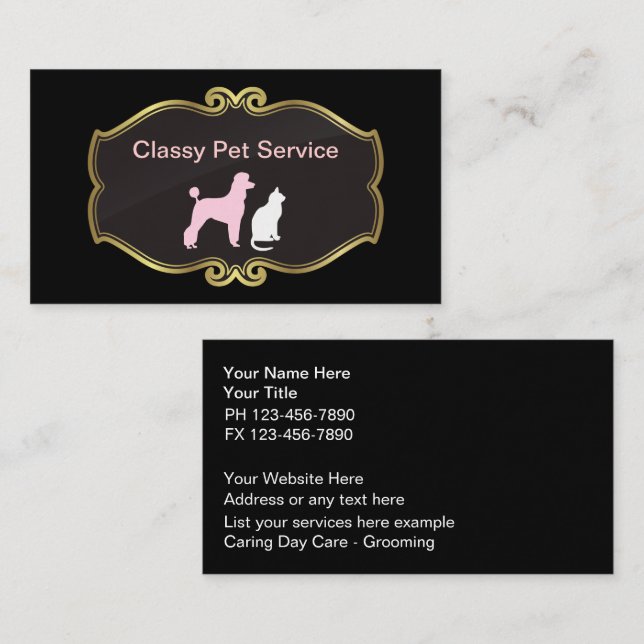 Cartes de visite de service pour animaux (Devant / Derrière)