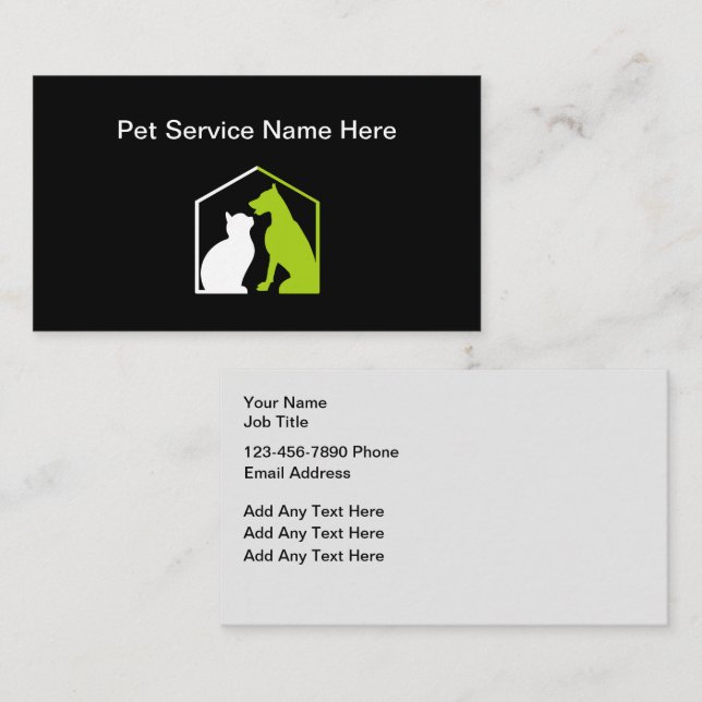 Cartes de visite de service pour animaux de compag (Devant / Derrière)