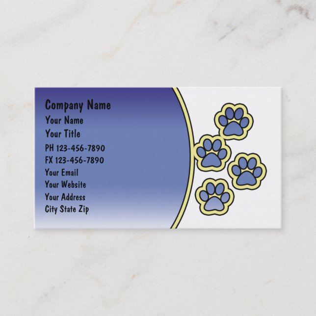 Cartes de visite de soin des animaux familiers (Devant)