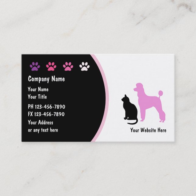 Cartes de visite de soin des animaux familiers (Devant)