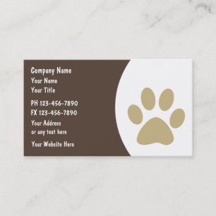 Cartes de visite de soin des animaux familiers
