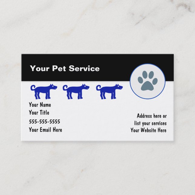Cartes de visite de soin des animaux familiers (Devant)