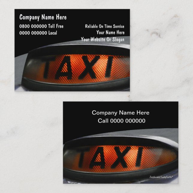 CARTES DE VISITE de taxi britanniques (Devant / Derrière)