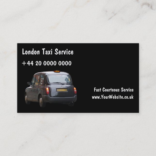 Cartes de visite de taxi de Londres (Devant)