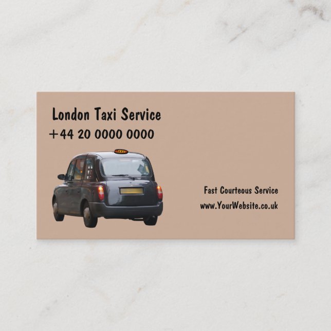 Cartes de visite de taxi de Londres (Devant)