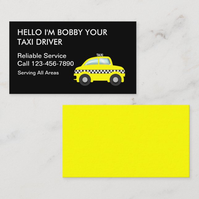 Cartes de visite de taxi simples (Devant / Derrière)
