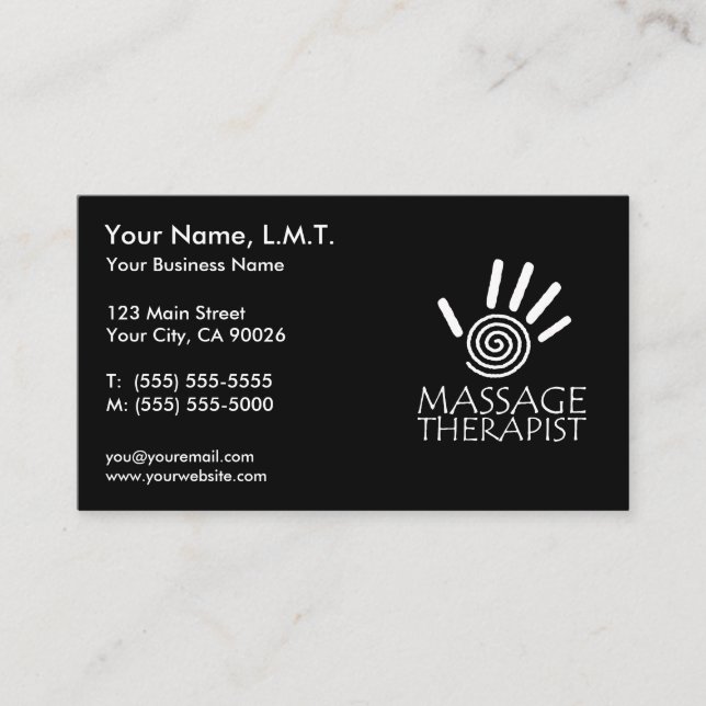 Cartes de visite de thérapie de massage (Devant)
