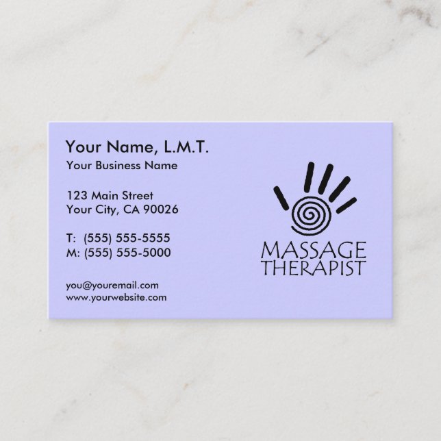 Cartes de visite de thérapie de massage (Devant)