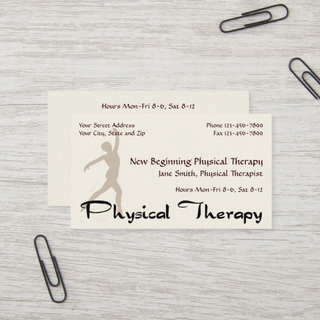 Cartes de visite de thérapie physiothérapeute (Devant/Arrière en situation)