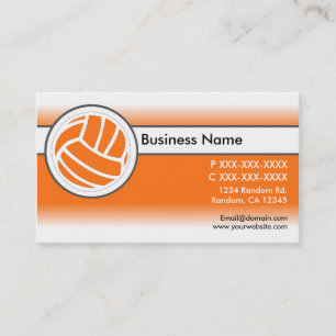 Cartes de visite de volley-ball blanc orange