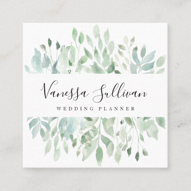 Cartes de visite de wedding planner de verdure (Devant)