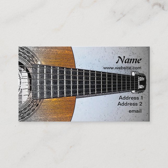 Cartes de visite d'encre numérique guitare (Devant)