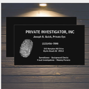 Cartes de visite d'enquêteur privé