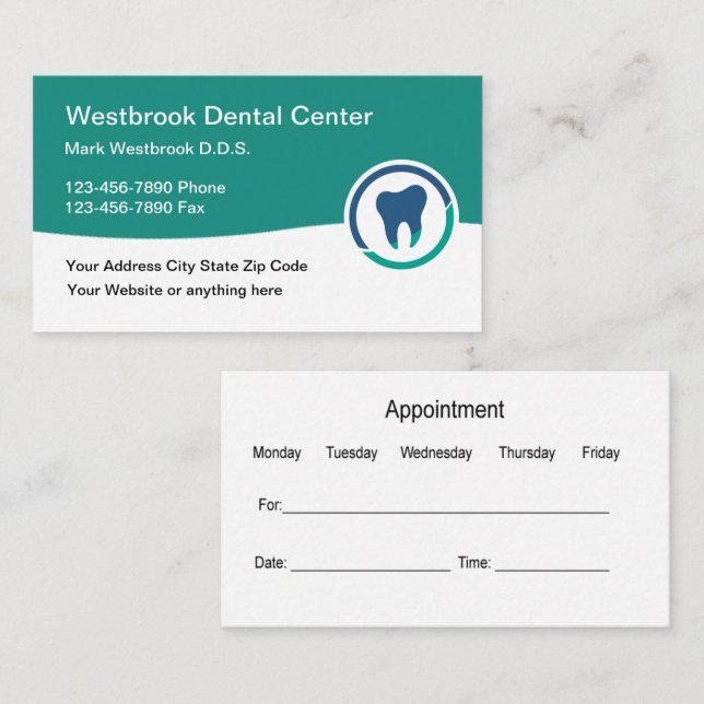 Cartes de visite Dentistes Avec Logo (Devant / Derrière)