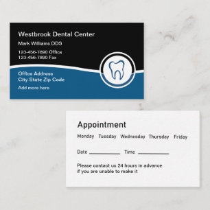Cartes de visite dentistes de nomination moderne