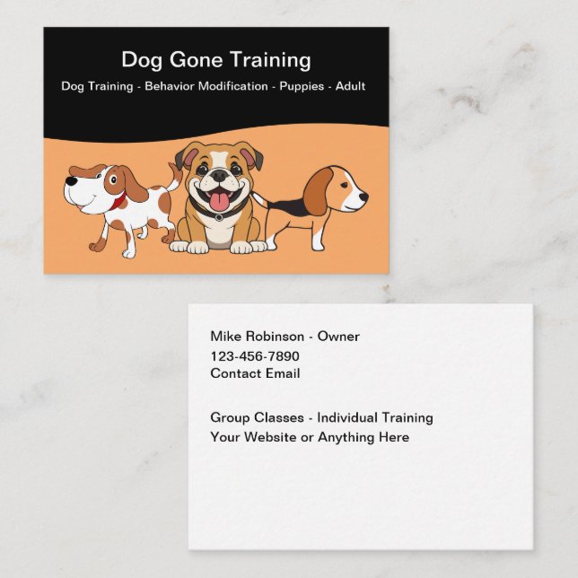 Cartes de visite D'Entraînement Chien Et Chiot (Devant / Derrière)
