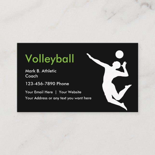 Cartes de visite d'entraîneur de volleyball (Devant)