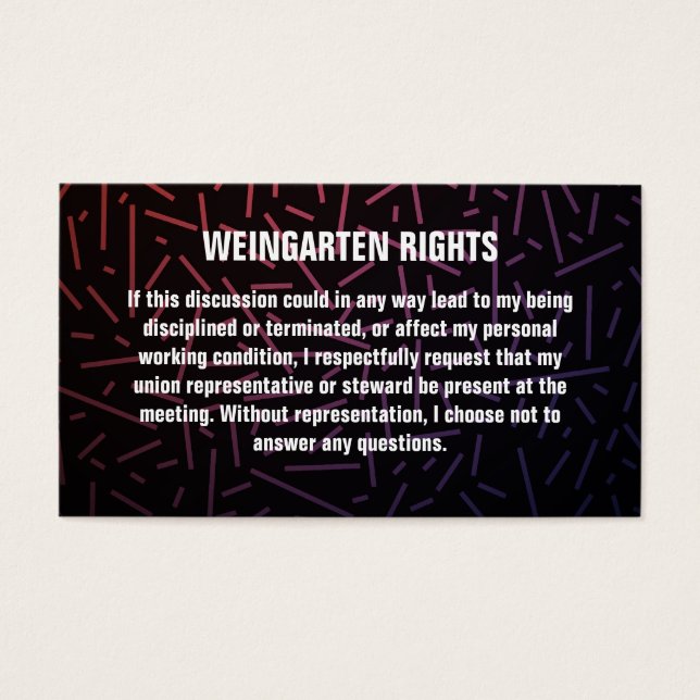 Cartes de visite des droits Weingarten (Devant)